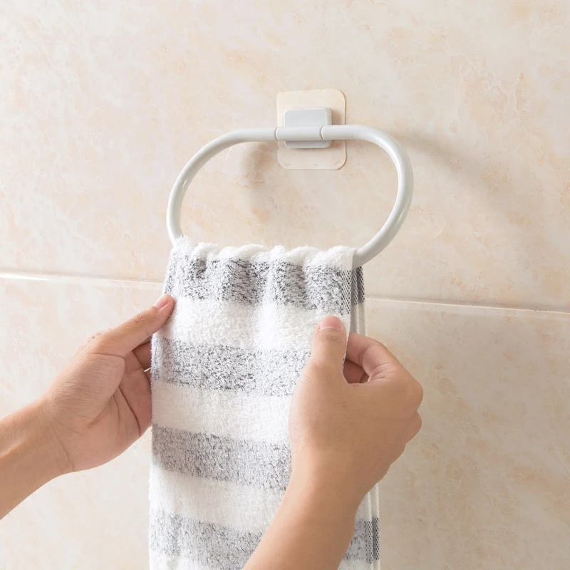 Meyjig ABS Material Punch-free Towel Storage Rack Organizer Kitchen Seamless Rag Hanger Bathroom Hanging Towel Rack Holder2