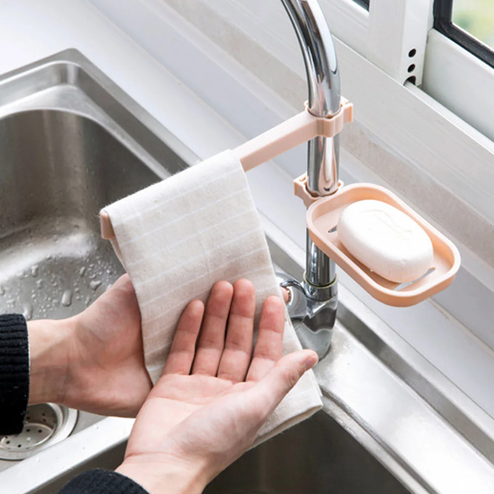

Sink Hanging Storage Rack Storage Holder Sponge Bathroom Kitchen Faucet Clip Dish Cloth Clip Shelf Drain Dry Towel Organizer