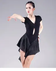 Элегантный латинская юбка для танцев Lombard платье кисточкой v-образным вырезом sexy Танцы производительность Танцы одежда L180814