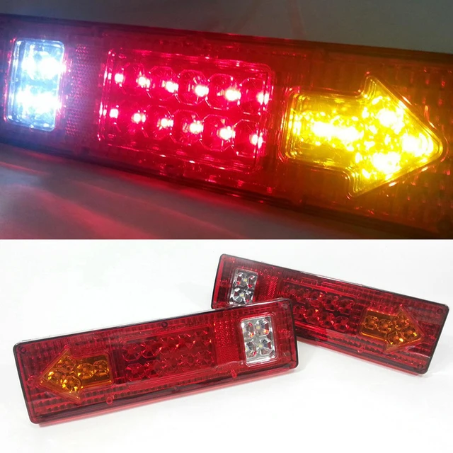 Best Offers 1Pair 12V Car External Lights LED Rear Tail Lights Lamp 19LED 5 Functions Super Bright Auto Trailer Truck Car Caravan