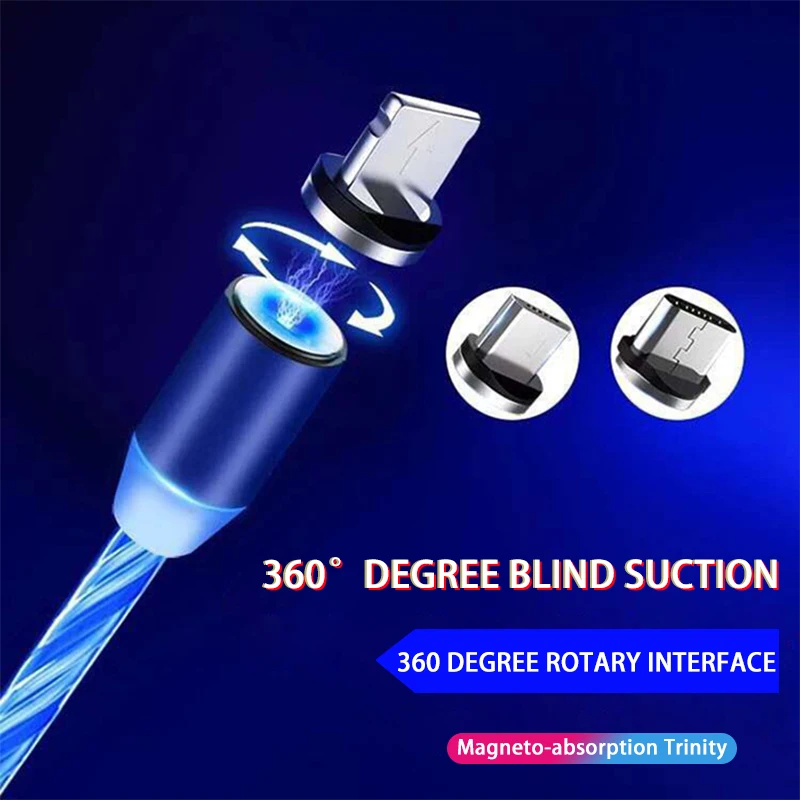 Магнитный кабель NOHON для быстрой зарядки 8 pin Micro type C USB, магнитный кабель для зарядки и передачи данных, светодиодный кабель type-C для iPhone, huawei, Xiaomi