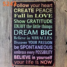 Семейное правило Следуйте вашему сердцу винтажный знак металлические тарелки для настенного паба домашнего искусства кофе украшения A-5215