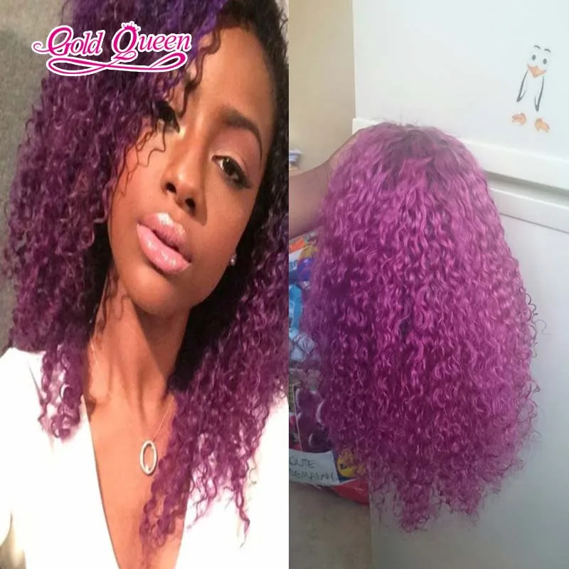 Fashion Malaysian Curly Purple Human Hair Wig 100 Lace Fashion Malaysian Curly Purple Human Hair Wig 100 Lace Front Wigs Full U Part 1b Tpurple In From