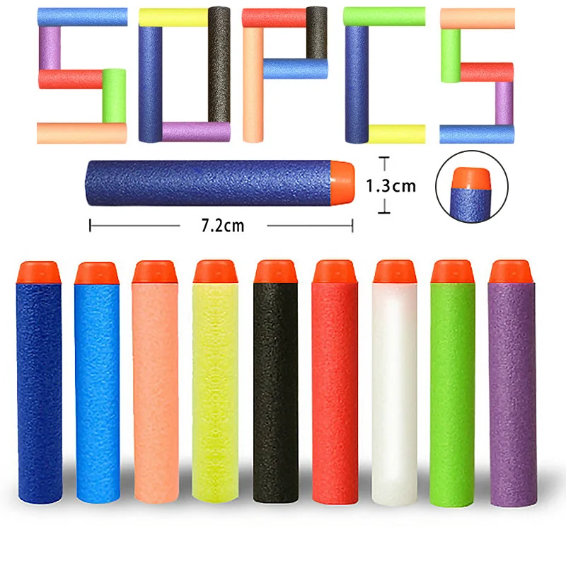 

50PCs Soft Head 7.2cm Refill Dart Bullets for Nerf Soft Gun Bullet Accessories N-strike Series Blasters Kid Children Gun Toy
