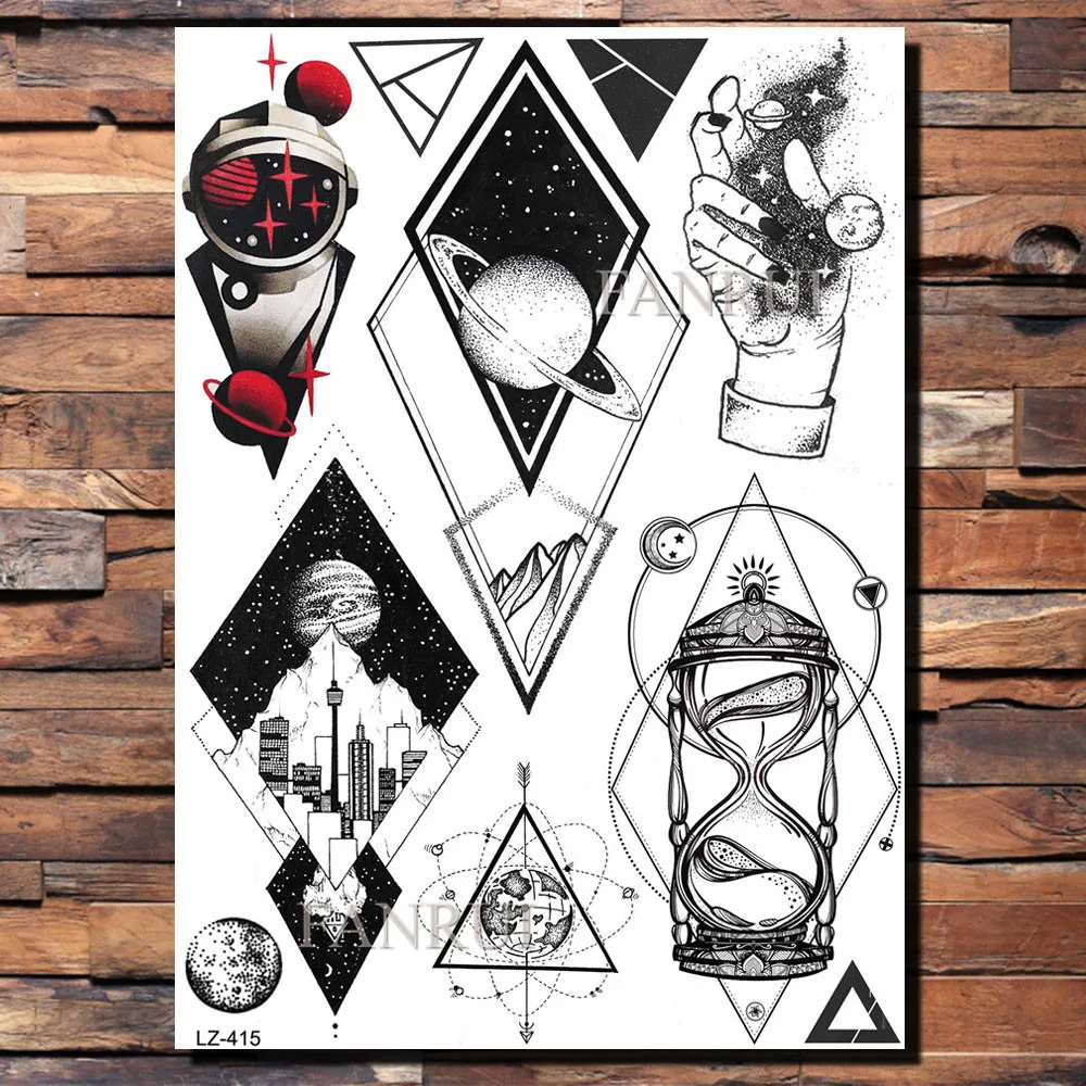 FANRUI мандала цветок слон Ганеш Временные татуировки для женщин StickerBody Art Рука Пользовательские татуировки черная хна татуировки - Цвет: ALZ415