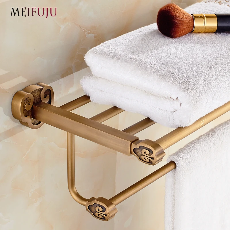 

Towel Holder Shelf Rack Prateleira Toalheiro Bath Holders Porte Serviettes Salle Bain Bathroom Wall Mounted Clothes Antique BASE