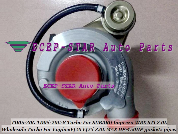 TD05-20G TD05-20G-8 Turbo Turbocharger For SUBARU Impreza WRX STI EJ20 EJ25 2.0L MAX HP 450HP with gaskets and pipes (6)