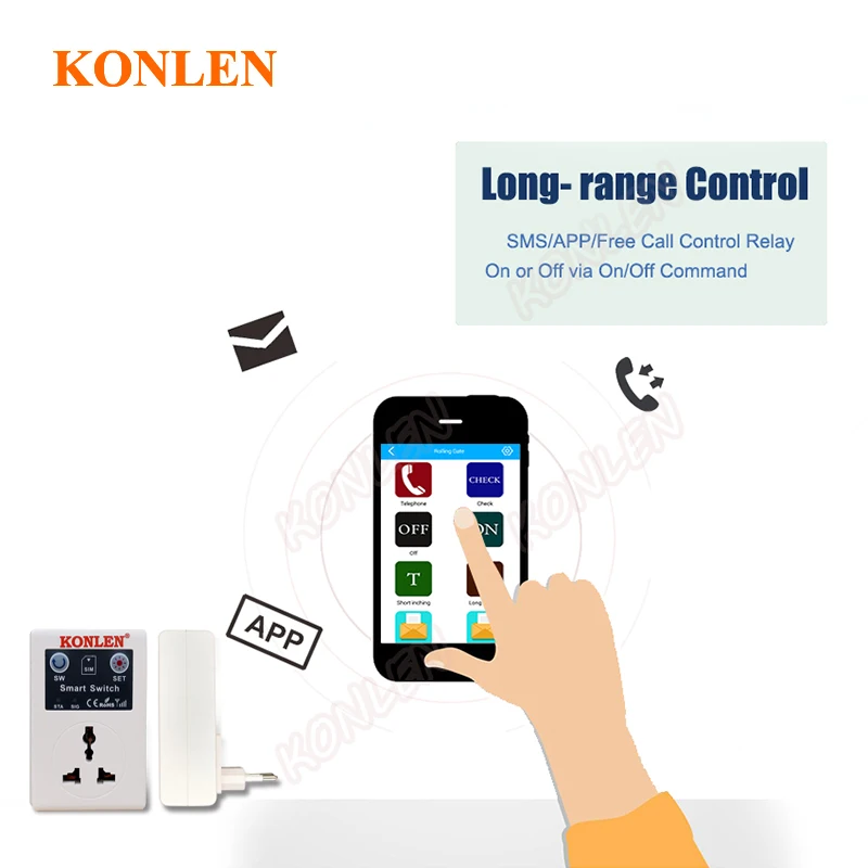 KONLEN 10A GSM розетка релейный переключатель дистанционного управления дома SMS Телефонный звонок приложение Smart EU UK Plug