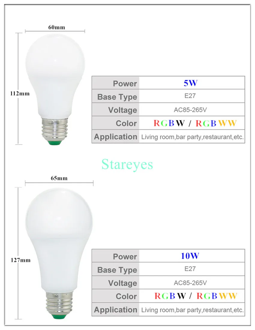 1 шт. E27 светодиодный 16 цветов RGBW меняющийся RGB+ Белый Волшебный светильник лампа AC85-265V светодиодный шар лампа 3 Вт 5 Вт 10 Вт+ ИК пульт дистанционного управления