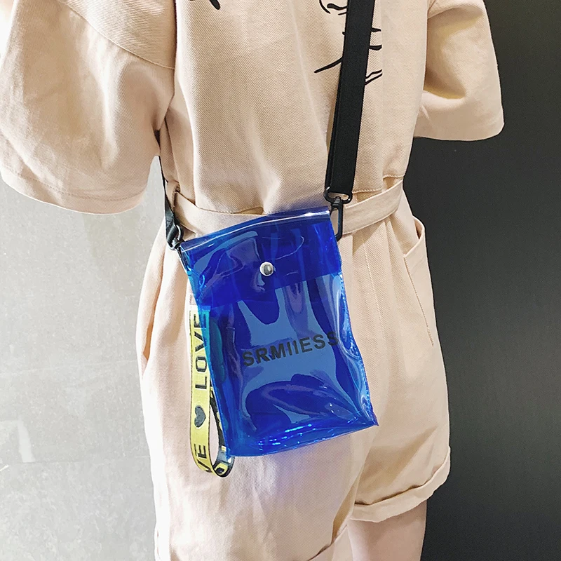 Женская Прозрачная ПВХ прозрачная алфавитная Желейная сумка на плечо US - Цвет: Синий