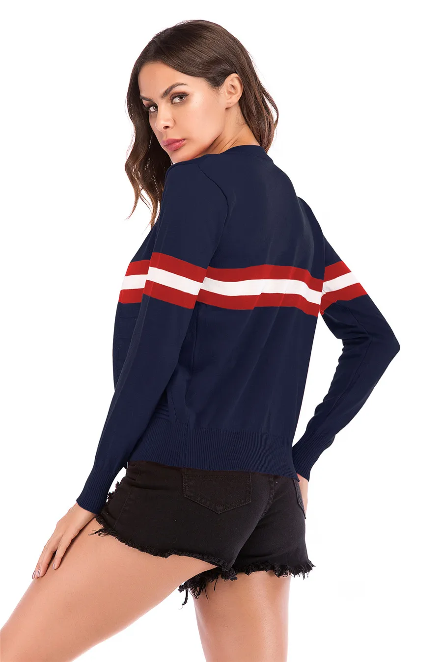 Gladiolus Striped Autumn Sweater Women 2018 Long Sleeve Beading Button Slim Knitted Cardigan Sweater Women Jumpers Ladies Coats (15)