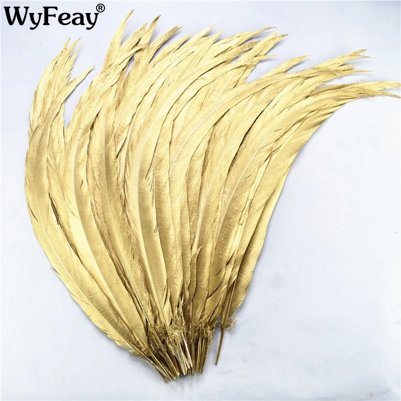 

100Pcs/Lot Dipped Dye Gold Silver Pheasant Tail Feathers 25-80CM/10-32" Pheasant Long Feathers for Crafts Carnival Plumes Plumas