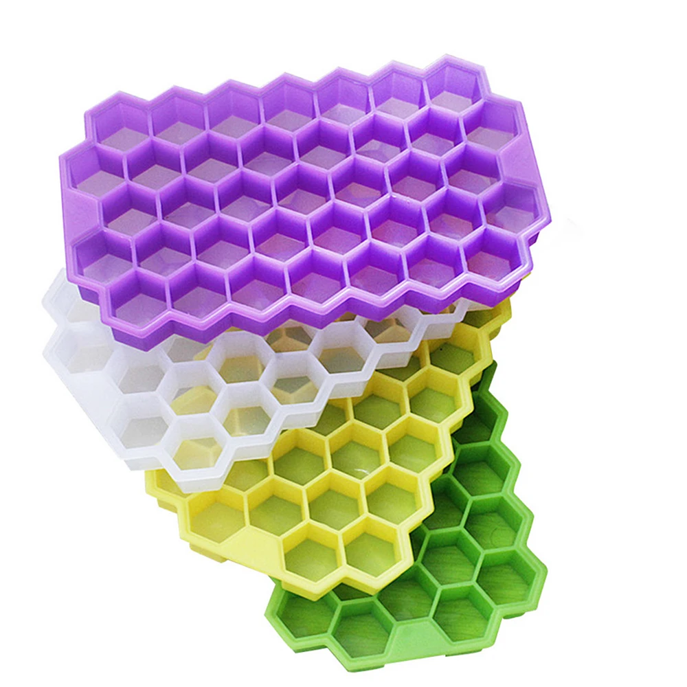 37 Cubes Honeycomb Shape Ice Cube Trays Silicone Easy Release Ice Cube Maker Ice Mold Containers for Cocktail, Whiskey