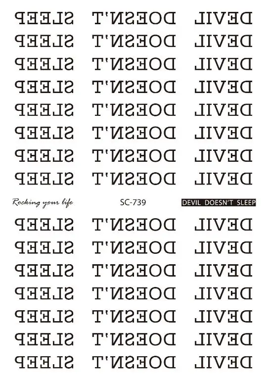Водонепроницаемая временная татуировка наклейка черный дьявол не спит английские буквы флэш-тату поддельные татуировки на шею для женщин и мужчин - Цвет: SC-739