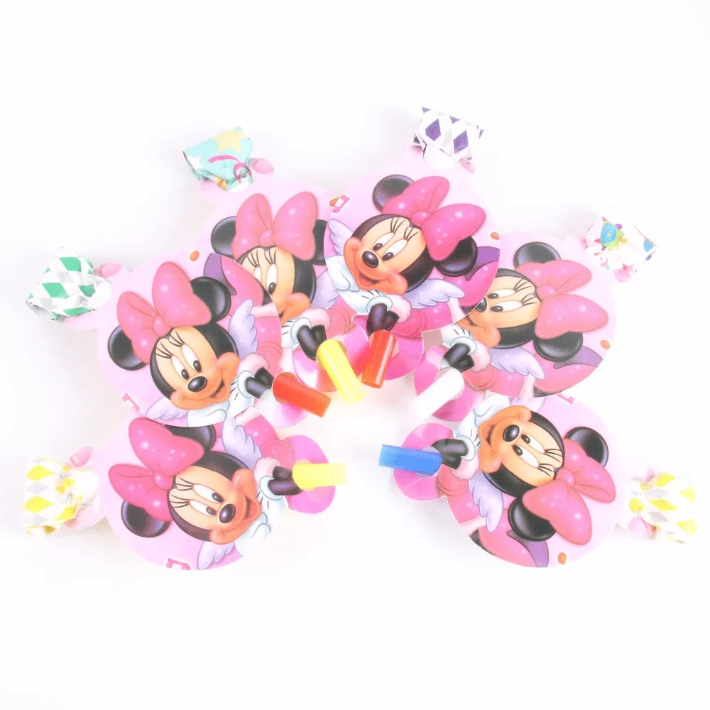 6 шт./лот, веселые свистки с суперкрылышками из мультфильмов, детские украшения для вечеринки на день рождения - Цвет: Minnie