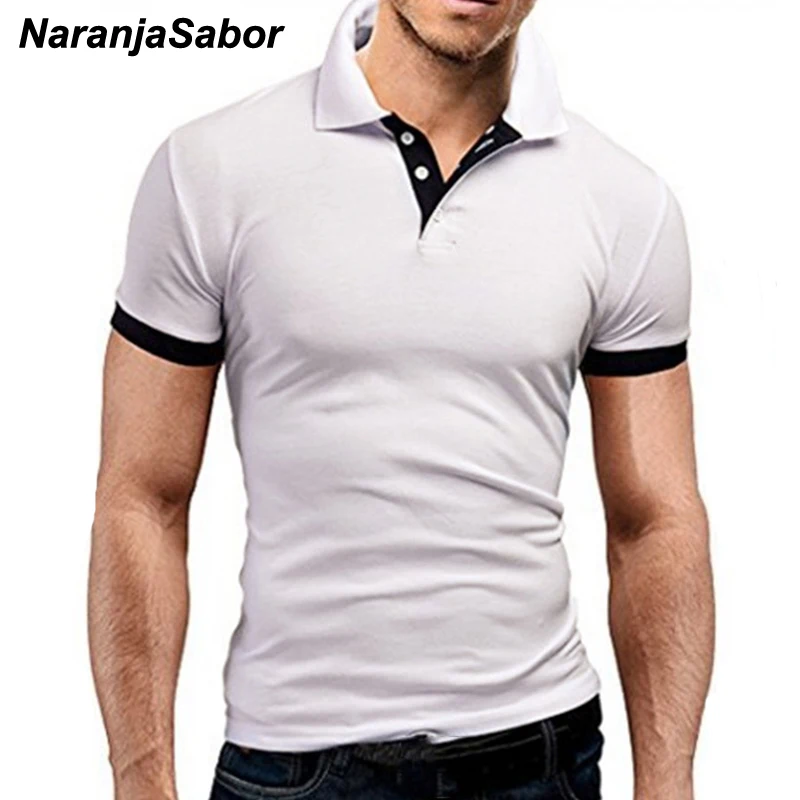 

NaranjaSabor Men's Tops Summer New Tee Shirt Slim Fit Fashion Clothing Short Sleeve Stand Collar Tees Male Shirts 5XL N526
