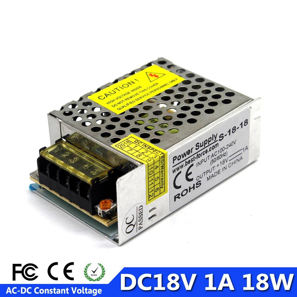 

Single Output Switch Power Supply 18V 1A 18W LED Driver Transformer 100-240V AC TO DC18V SMPS For CCTV Camera LED Strip Lamp