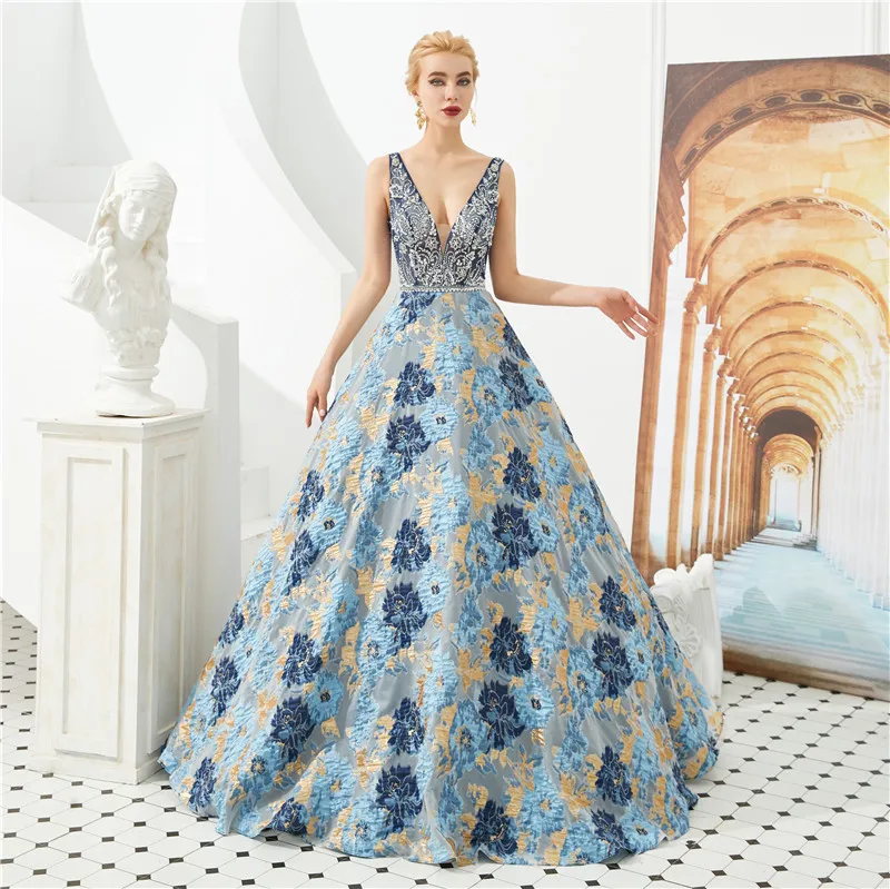 2020 Vestidos De Gala Largos с бусинками и выпускные платья а силуэта низким вырезом на спине v