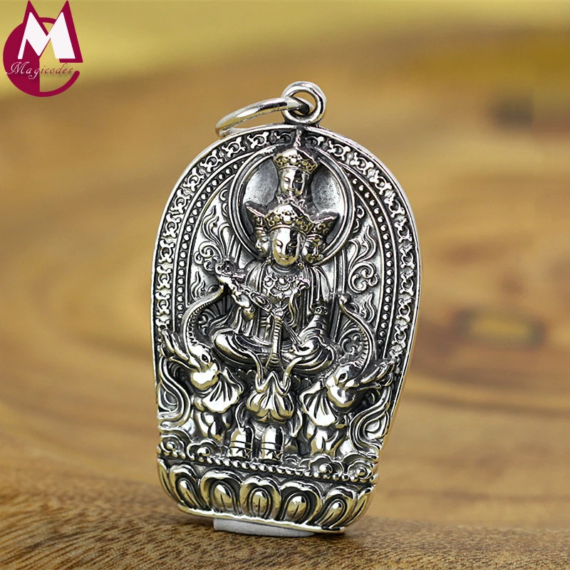 

100% 925 Sterling Silver Pendant Necklace Women Men Handmade Ethnic 8 Style Buddhist Amulet Lucky Gift Religious Jewelry SP74