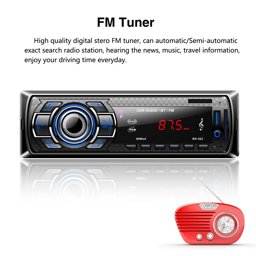 Free Shipping Car Stereo Bluetooth Audio Music MP3 Player FM AM Radio Aux Input Receiver SD USB 4 x 45W MP3 Player Universal