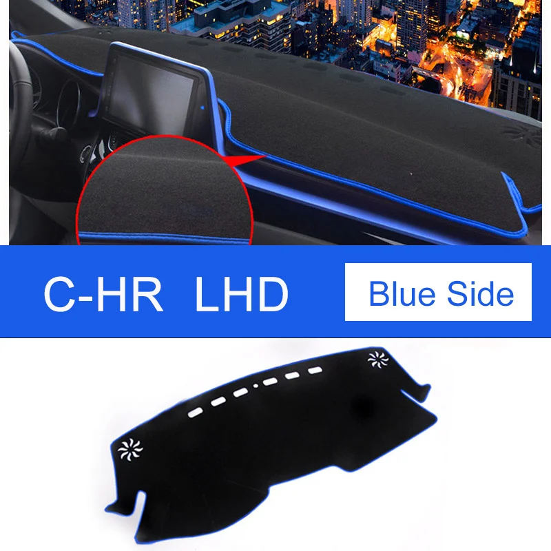 Приборной панели автомобиля Обложка коврик с рельефом солнце Шад Pad ковры отделкой анти-УФ NON-Slip для Toyota CHR C HR C-HR аксессуары - Название цвета: LHD Blue Side