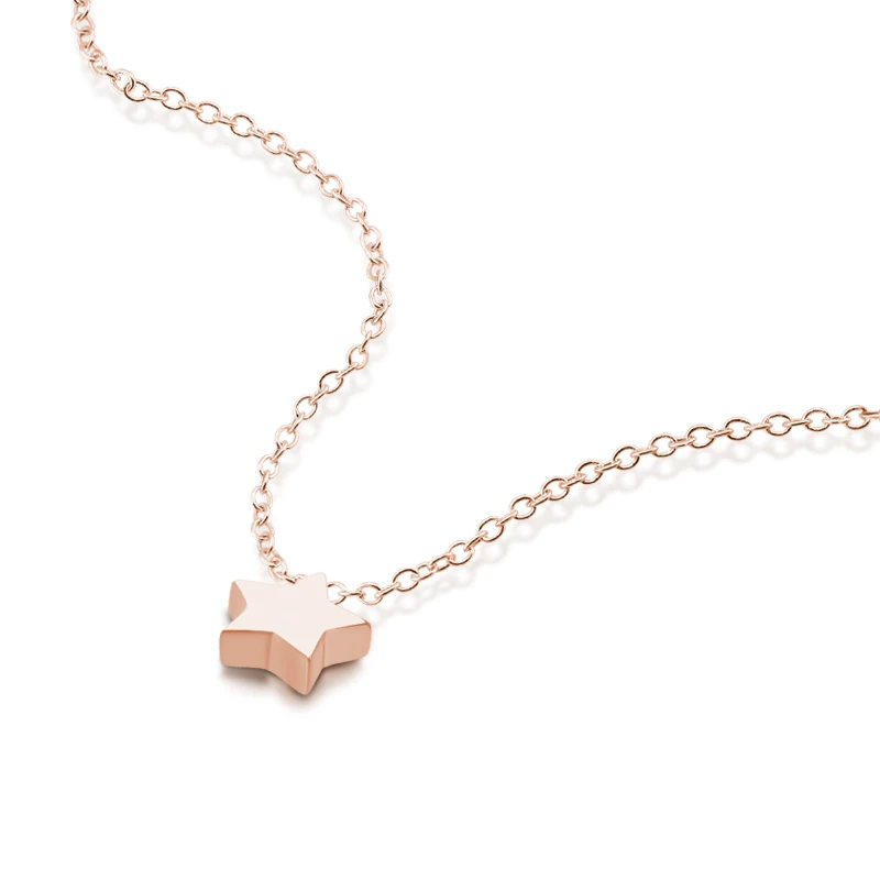 

Minimalist 925 sterling silver rose gold necklace girl favorite jewelry star pendant necklace short size silver chain new bijoux