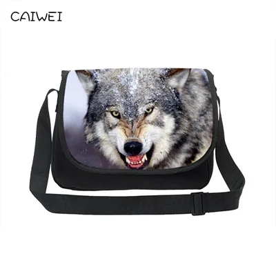 Большие холщовые сумки-мессенджеры, крутые мужские сумки через плечо с изображением волка, Подростковая школьная сумка на плечо для ноутбука, Повседневная дорожная сумка - Цвет: K237
