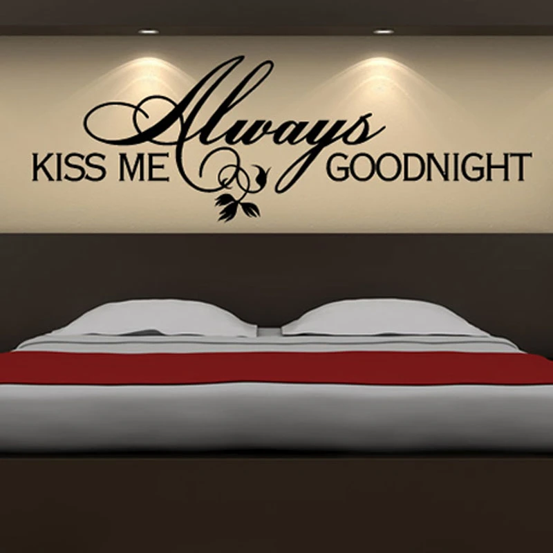 Kiss Me Always Goodnight Sweet And Romantic Sayings Decorative Wall Sticker Bedroom Pvc Removable Lettering Wallpaper Goodnight Sweet Wall Stickers Bedroomstickers Bedroom Aliexpress