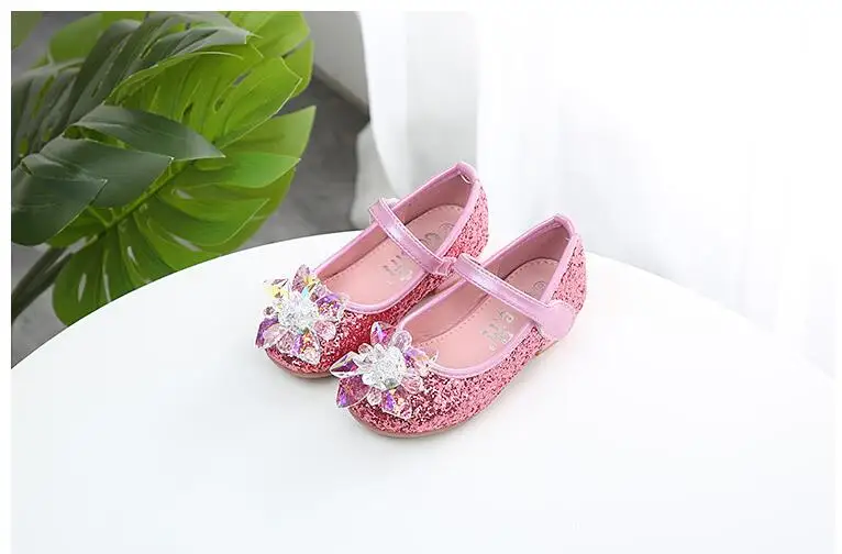 Обувь для девочек Демисезонный одежда для сна с изображением принцесс туфельки Эльзы модные вечерние блестящие детские туфли на высоком каблуке обувь для девочек Косплэй ЕС Размеры 26-34, есть большие размеры - Цвет: photo color