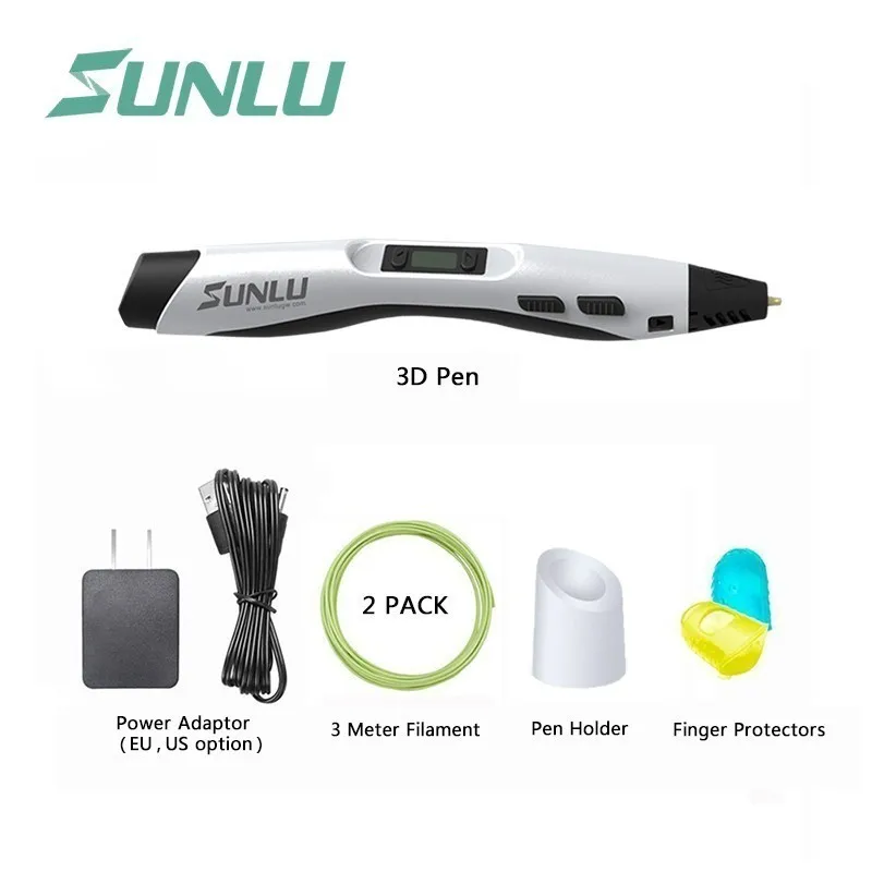 SUNLU, волшебная 3D Ручка, SL-300, черный цвет, 3D печать, ручки, поддержка пла/АБС-пластика, 1,75 мм, для креативного ремесла и в качестве подарка - Цвет: SL-300-white