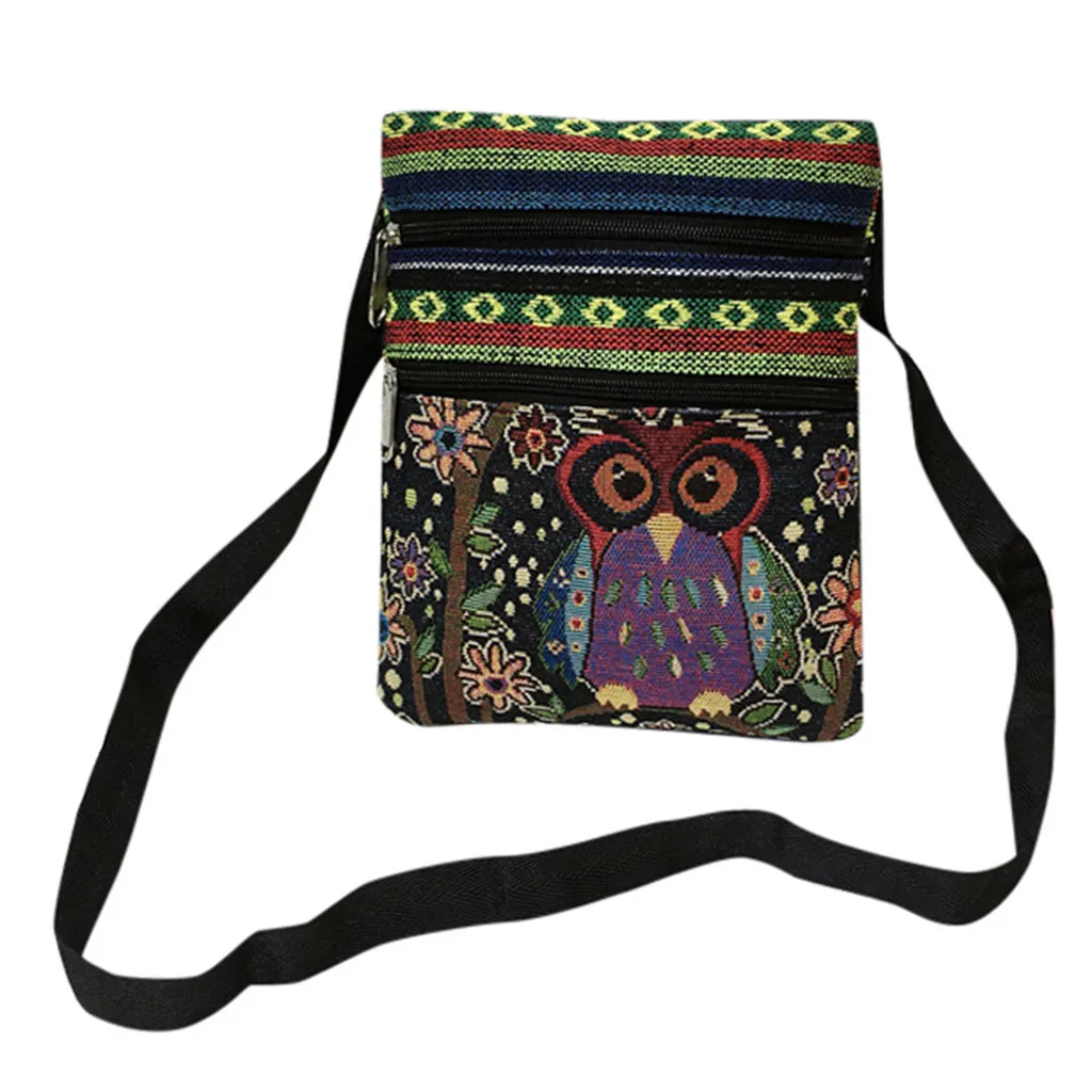 التطريز البومة الكتف Crossbody حقيبة قماش الكرتون حقيبة يد حقيبة ساعي السيدات حقيبة حمل حقائب التطريز البومة الكتف Crossbody حقيبة قماش الكرتون حقيبة يد حقيبة ساعي السيدات حقيبة حمل حقائب