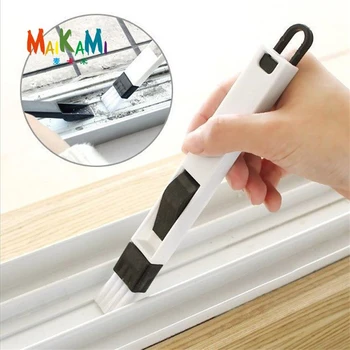 

2 In 1 Multi-function Window Slot Brush With Dustpan Screen Keyboard Drawer Wardrobe Corner Gap Dust Removal Cleaning Brush