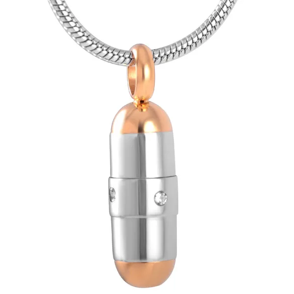 IJD9117 Two Tone 316L Stainless Steel PILL Cremation Urn Pendant Hold Ashes Memorial Keepsake Jewelry Necklace For Women/Men | Украшения и