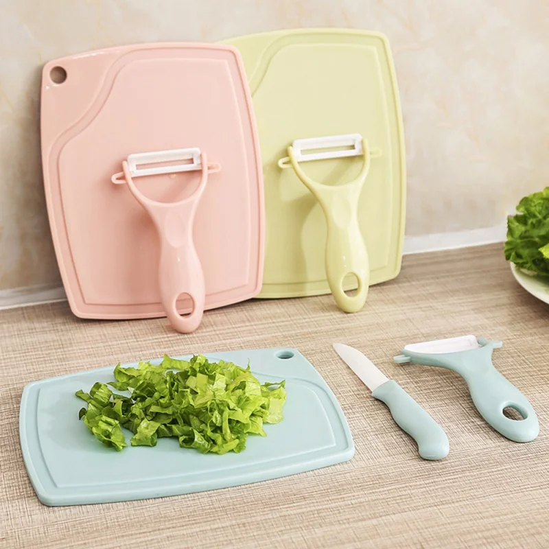 

3pcs/set Non-slip Peeler+Fruit Knife+Cutting Board Kitchen Tools Knives Tools Salad Three Set Paring