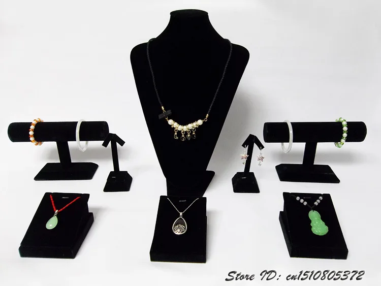 Factory Direct Black Velvet Jewelry Display Rack Kit Necklace Bust