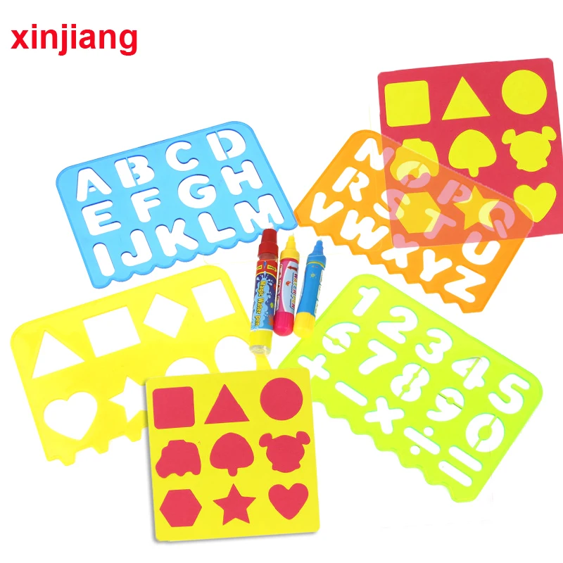 

Water Drawing Coloring Tool Magic Pens & Painting Templates Water Doodle Pen Pattern Drawing Books Tool Boards Ruler For Kids }