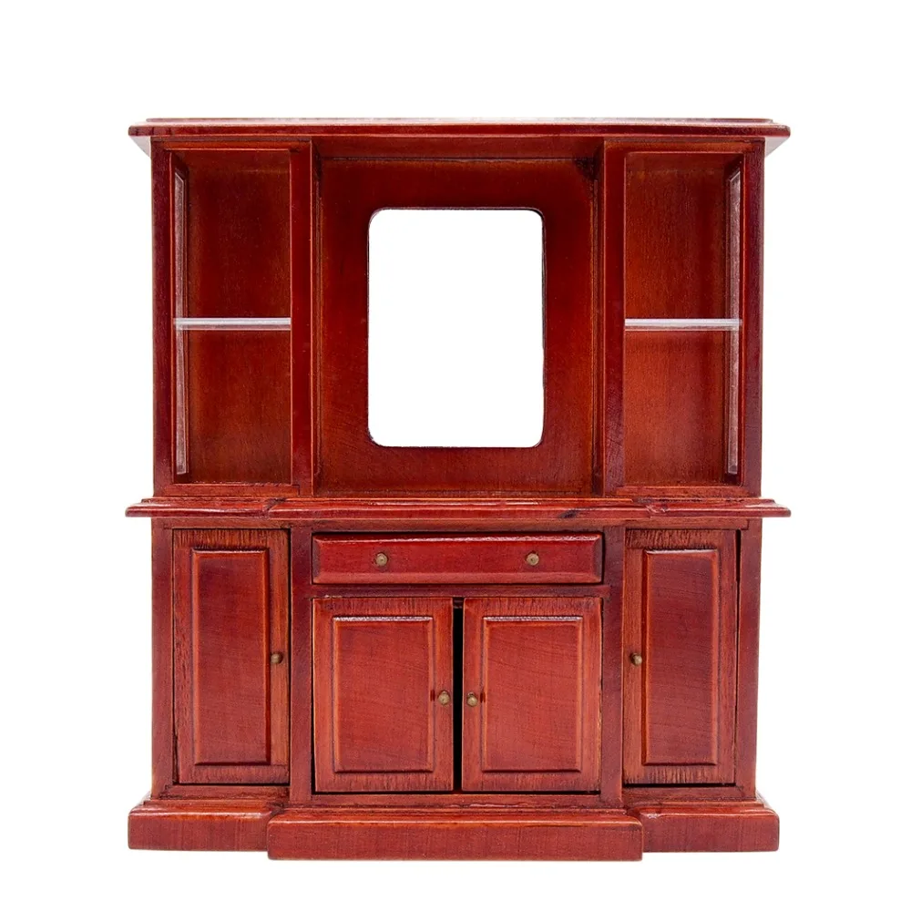 Odoria 1:12 Miniature Brown Closet with Working Drawer Cabinet Mirror Showcase Furniture Dollhouse Accessories Doll House Decor james brown live from the house of blues