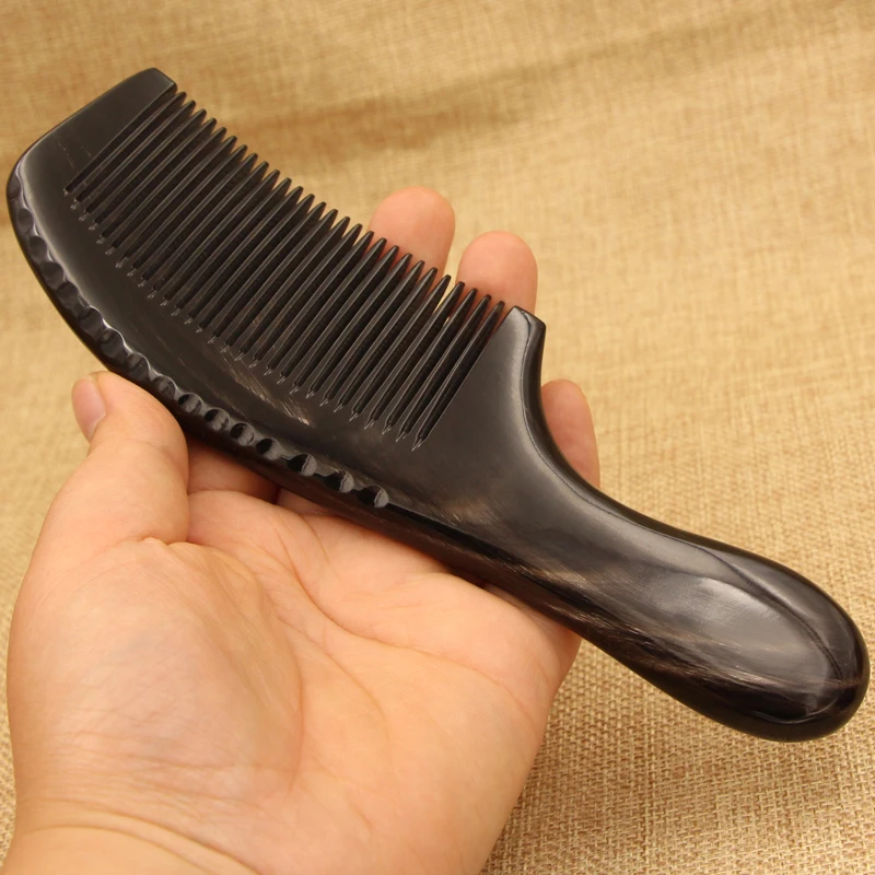 Combs Hairdressing Supplies For Female Natural Buffalo Horn Comb Hair Care Massage Brush Straight Anti Static Hairbrush Gift wedding supplies red comb dragon and phoenix married newcomer bride dowry large plastic combs straight hairbrush hairdressing