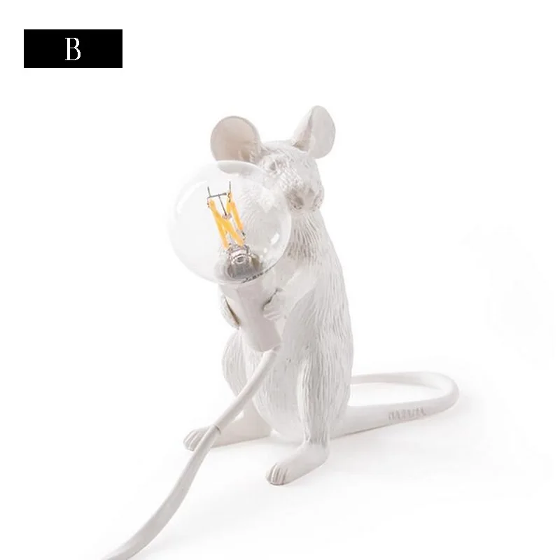Скандинавское украшение детской комнаты животное белая Смола настольное освещение приспособление домашний декор мини-стол с мышкой лампа - Цвет корпуса: B