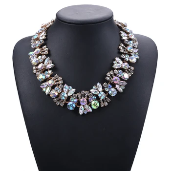 

Multicolor Crystal Large Collar Choker Necklace Women Fashion Jewelry Boho Statement Big Bib Chokers Necklaces Indian Necklace
