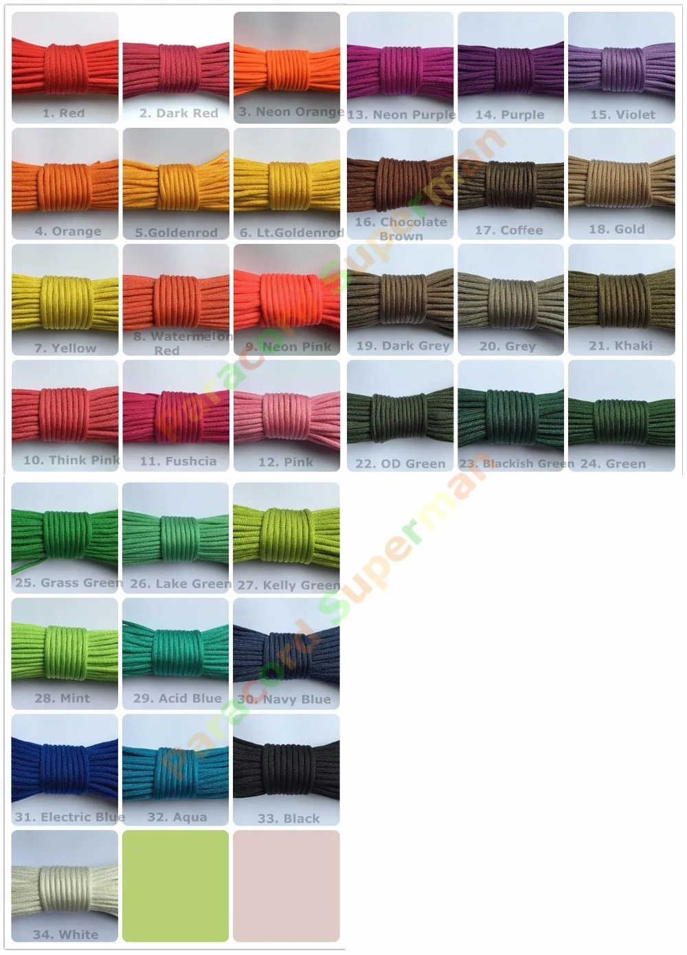 جديد 100% النايلون 550 مل المواصفات النوع الثالث paracord المظلة الحبل الحبل حبل 7 النوى داخل 100 ft لكل لفة 75 الألوان الشحن مجانا