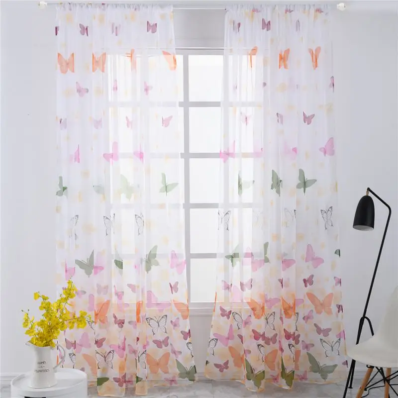 Romantic Butterfly Curtains yarn Tulle rideaux Curtains For Living Room