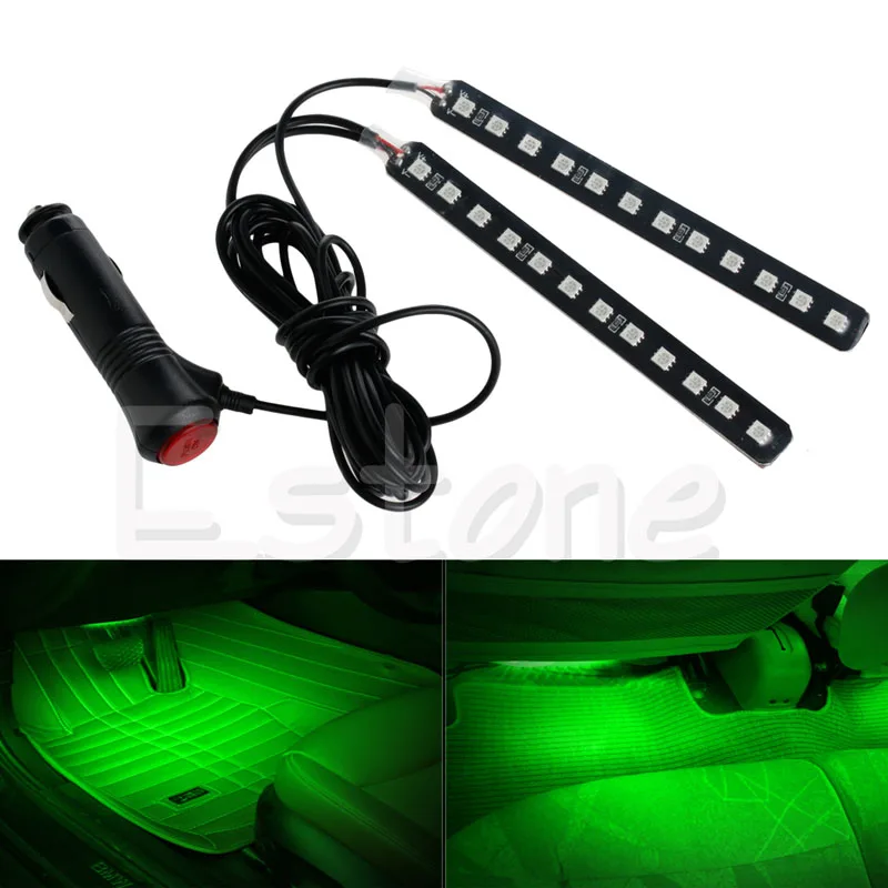 

2X12 LED Car SUV Interior Footwell Floor Decor Atmosphere Light Neon Strip Green