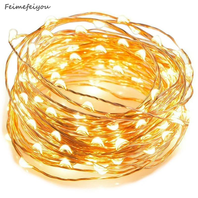 Goede Feimefeiyou 50 100 LED Starry String batterij Verlichting Fee Micro LED Transparante Koperdraad voor Party Kerst Wedding 5 kleuren