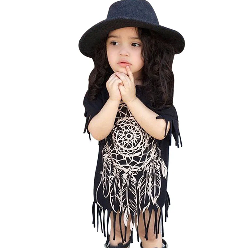 

465 Girls Party Dress 2016 Autumn Children's Clothing Personality Style Casual Baby Wild Fringed Dresses Vestidos Kids Clothes