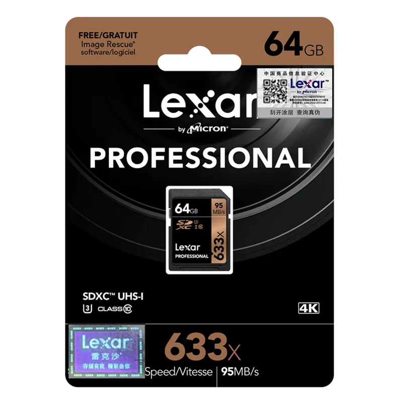 Lexar 32 Гб SDHC карта U1 64 Гб 128 ГБ 256 ГБ U3 SD карта SDXC карта памяти C10 95 м/с 633x для 1080p 3D 4K видеокамера