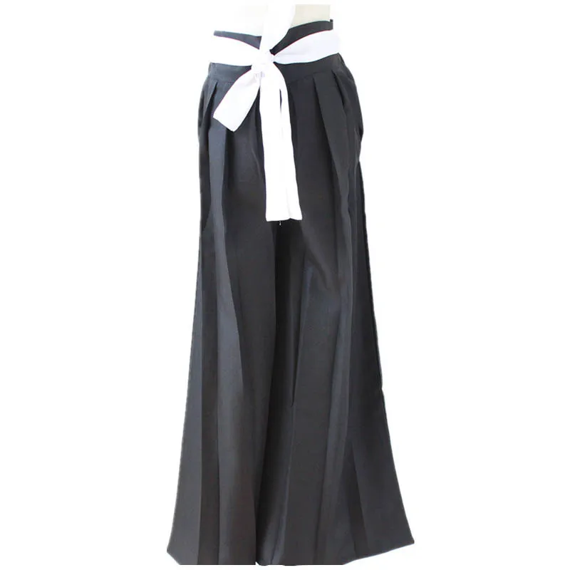 Coshome Bleach Cosplay Costumes Ichigo Kurosaki Wigs Ichigo Black Cloak With Straw Sandals Scoks Masks Tops Pants Set (4)