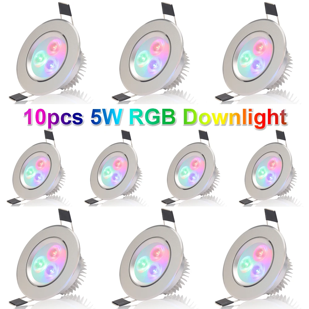 10 шт./лот 5 W RGB встраиваемые светодиодные светильники потолочные светильники + RGB контроллер светодиодный лампы кулон светодиодное