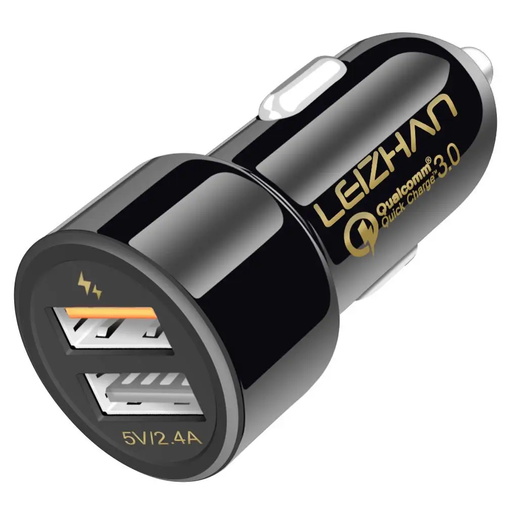 Car Charger Only Leizhan автомобиля Зарядное устройство USB 3,0 видеорегистратор Зарядное устройство с двумя портами USB Мощность главного адаптера под названием 30 W телефон Зарядное устройство для iphoneX samsung Galaxy S9 huawei - Тип штекера: Car Charger Only