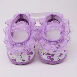 Детская обувь для девочек милый хлопок анти-пропустить подошва обувь для ребенка малыша обувь кружевные цветы обувь A13